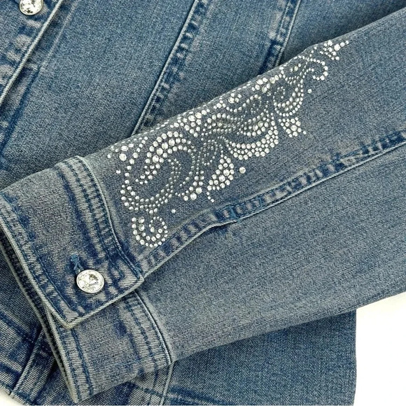 Christine Alexander 1990s Vintage Denim Jacket with Crystal Rhinestone Large - Picture 16 of 16